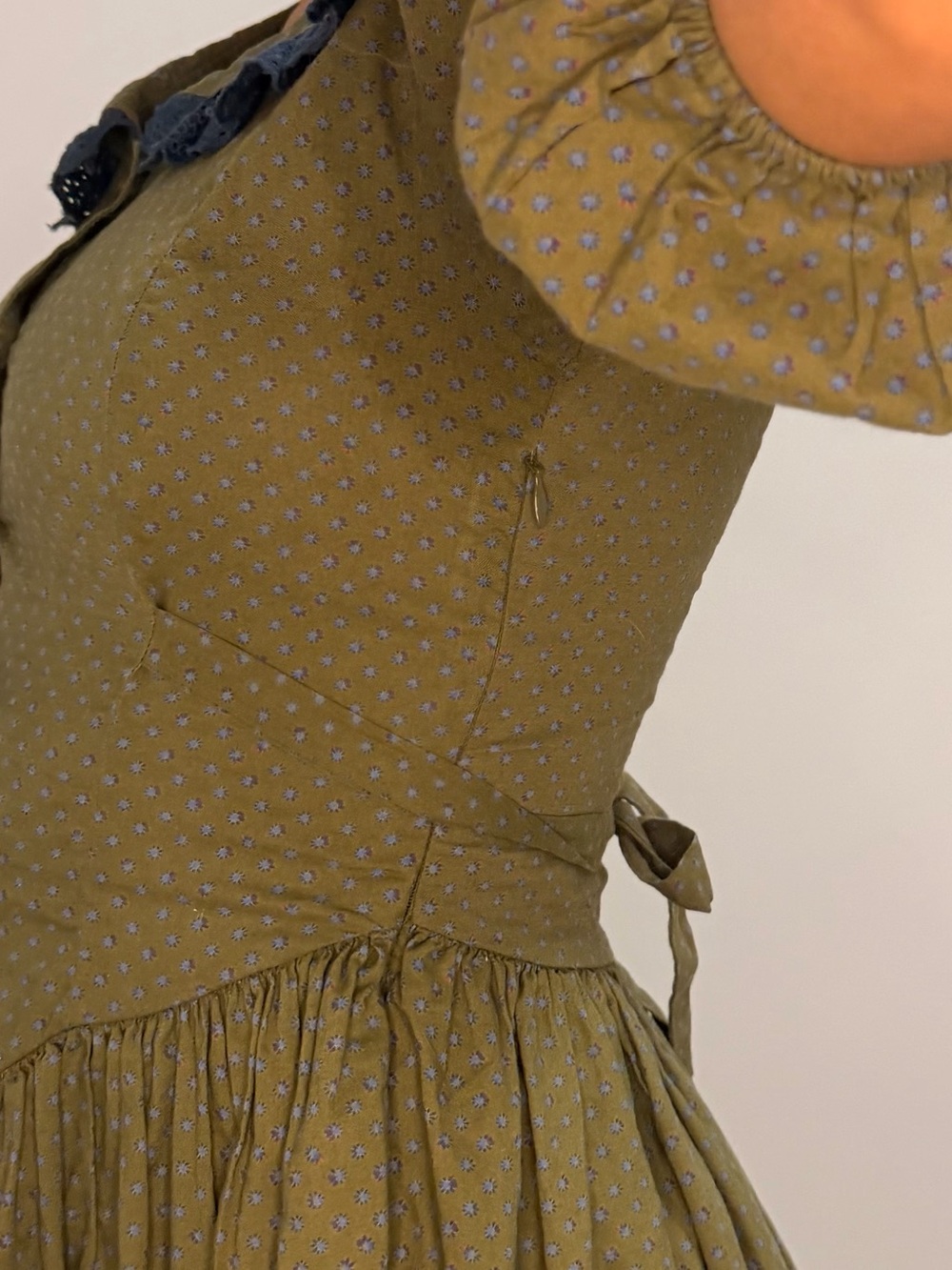Free People Olive Mini Dress with Navy Trim - Picture 4 of 8